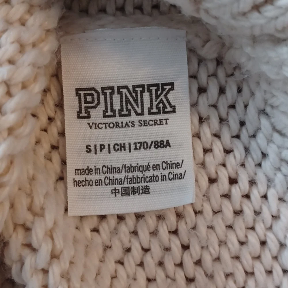Pink Victorias Secret sweater. Size small. Oatmeal colored v neck cableknit type